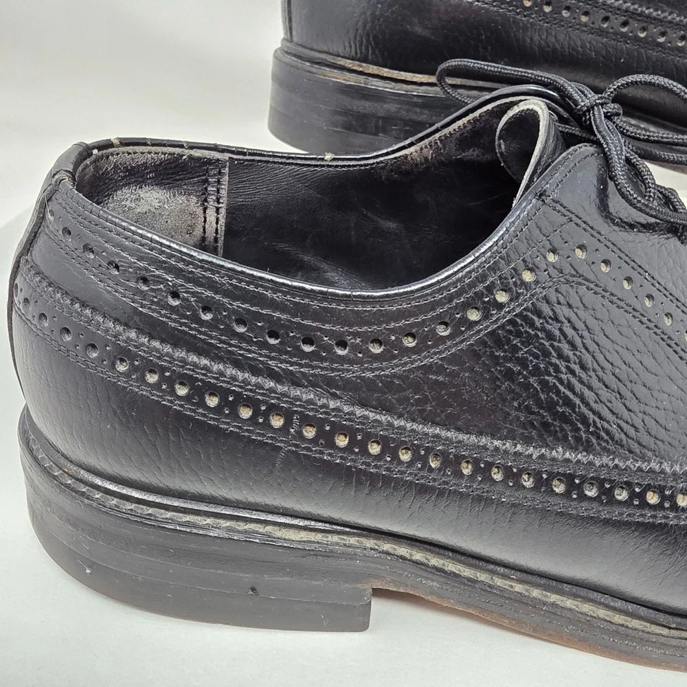 Hanover Wingtip Brogue Oxfords Mens 9 D 70128 Black Leather Dress Shoes USA Made